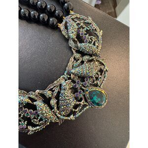 NEW Heidi Daus ' Ravishing Raven 'Malificient Crystal Necklace Rare!!!